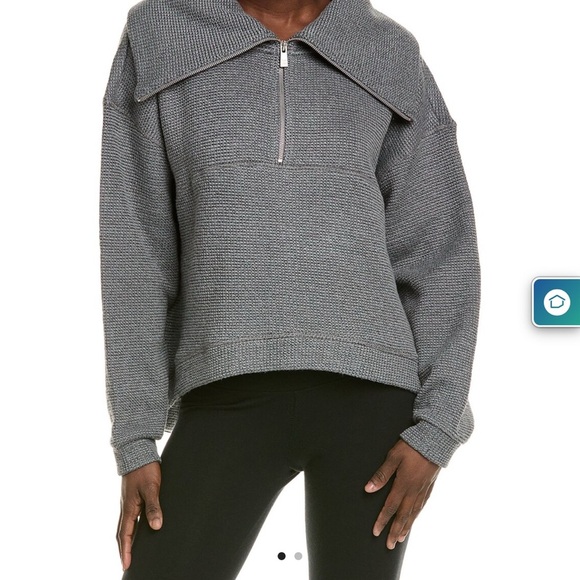 Sweaty Betty Gray Boucle 1/2-Zip Sweatshirt Sweater, MRSP $108, NWT - Picture 2 of 7